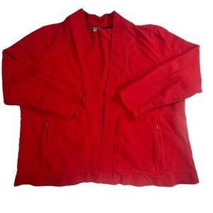 Talbots Cardigan Womens Petite XL Red Open Front Pocket Preppy Valentine Sweater